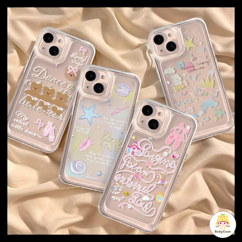 Fun Star Bow รูปสัตว์น่ารัก เคส TPU นุ่มใส สำหรับ IPhone 7Plus 15 XR 11 14 12 Pro Max 13 X 7 6s 8 6 