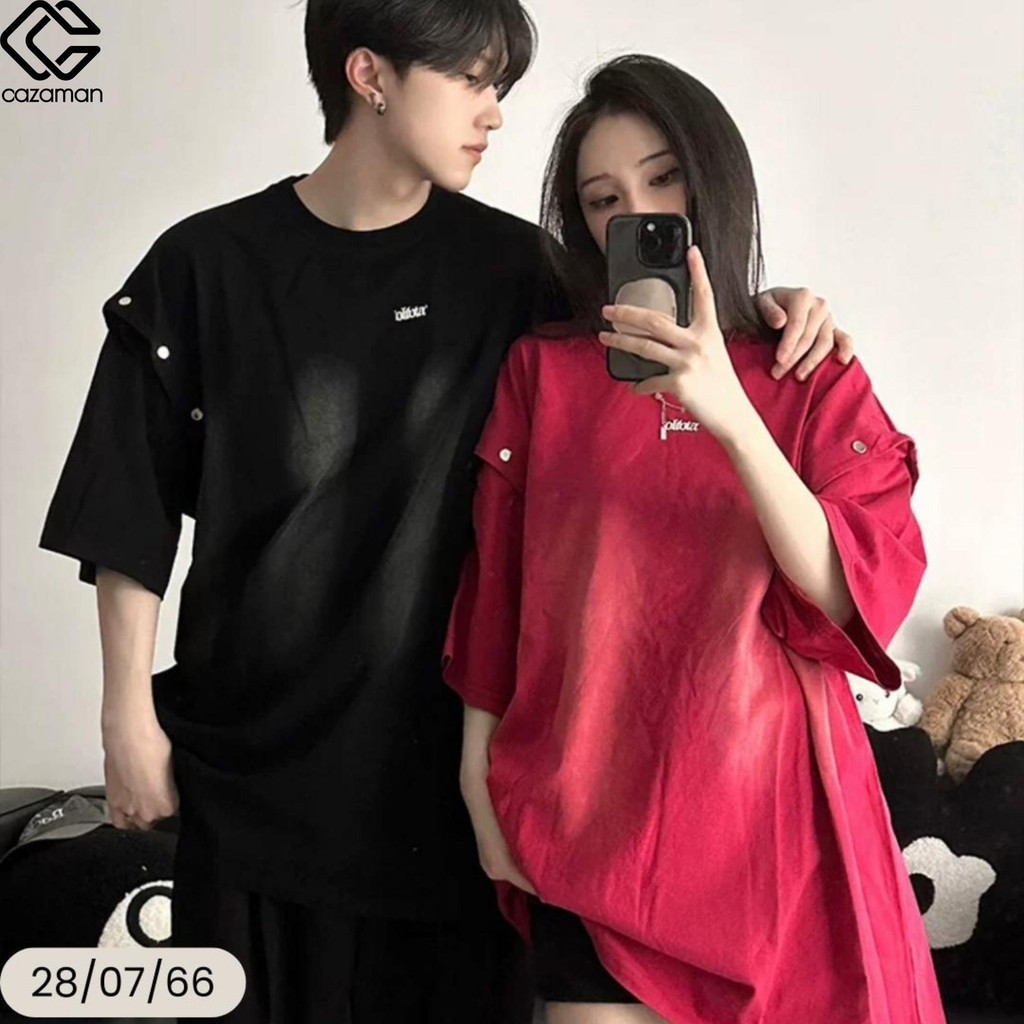 CAZAMAN เสื้อยืด ทรงover size เสื้อคอตตอน คอกลม สีพื้น สไตล์เกาหลี 208
