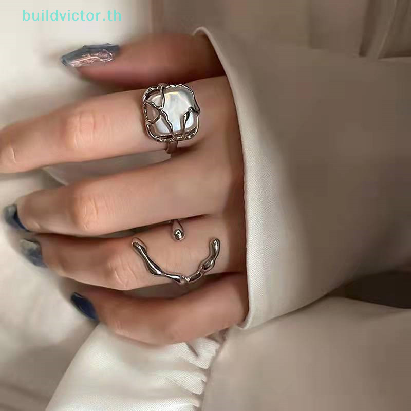 Buildvictor Super Fairy Pearl แหวนผู ้ หญิง Niche Design Temperament Index Finger แหวนบุคลิกภาพแฟชั ่ นแหวนพรีเมี ่ ยม TH