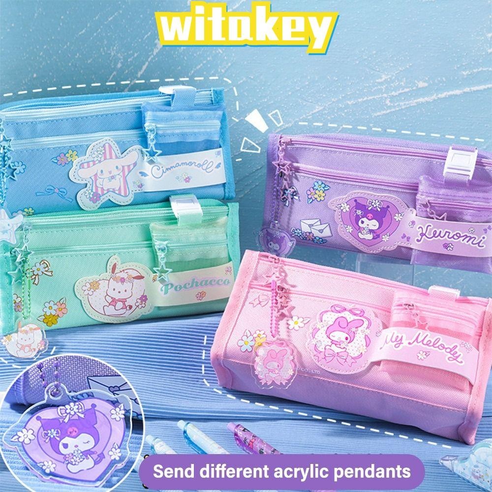 Witakey กระเป ๋ าปากกา , ดินสอความจุขนาดใหญ ่ ห ้ าชั ้ น , คุณภาพสูง Kuromi/Cinnamoroll กล ่ องปากกาตาข ่ ายสํานักงานโรงเรียน