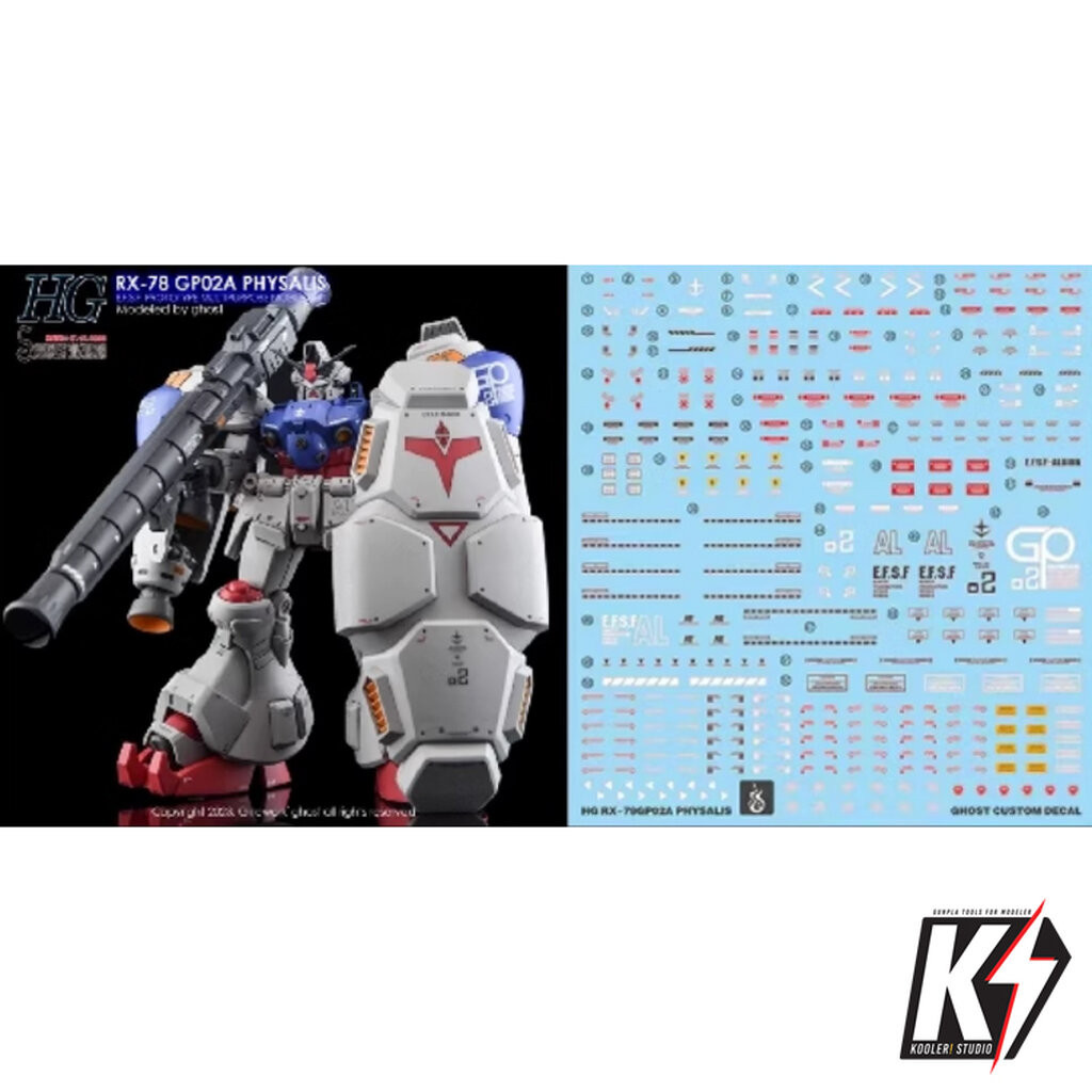 Waterdecal CG HG RX-78 GP02A Physalis #ดีคอลน้ำสำหรับติดกันพลา กันดั้ม Gundam พลาสติกโมเดลต่างๆ