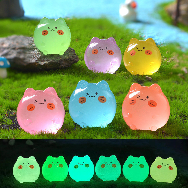10pcs น่ารัก Luminous 3D Cat เรซิ่น Charms สําหรับ DIY 026