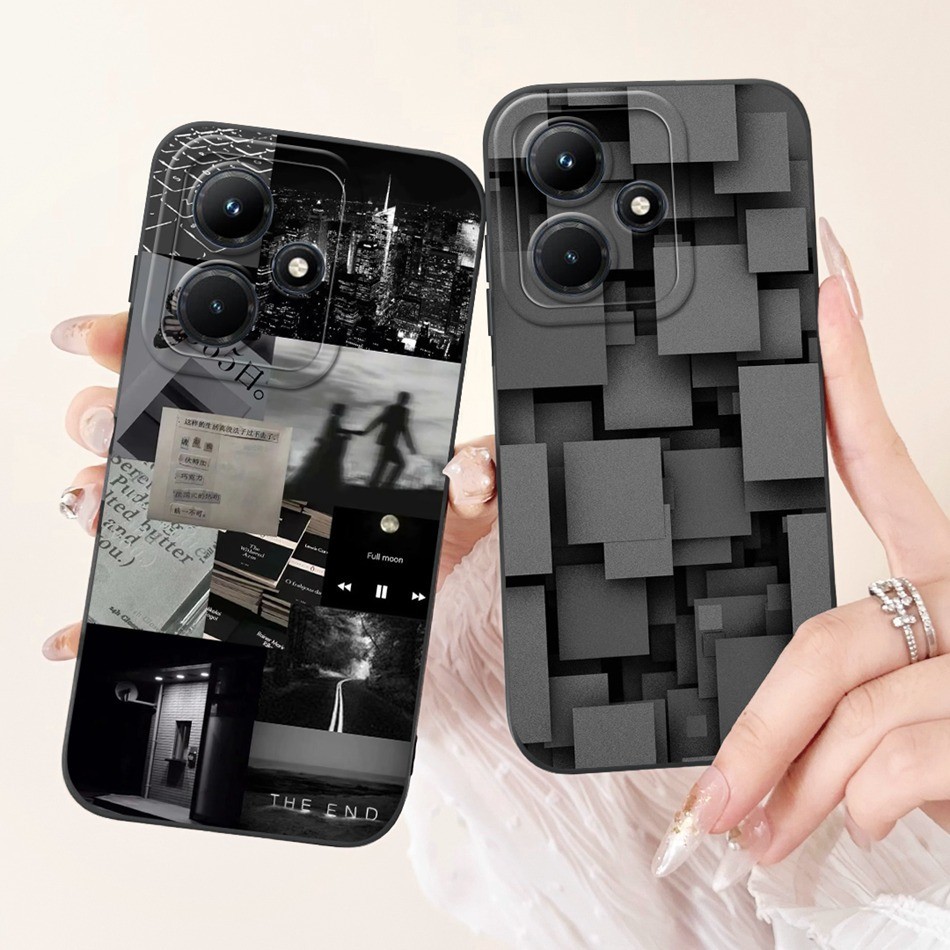 Infinix Hot 30i Hot 30 Play Hot30 4G เลนส ์ สี ่ เหลี ่ ยมป ้ องกัน Hot30i Hot 30 30 Play NFC X669 X669C X6835 X6835B แฟชั ่ นพิมพ ์ Candy สีซิลิโคนอ ่ อนกรณี