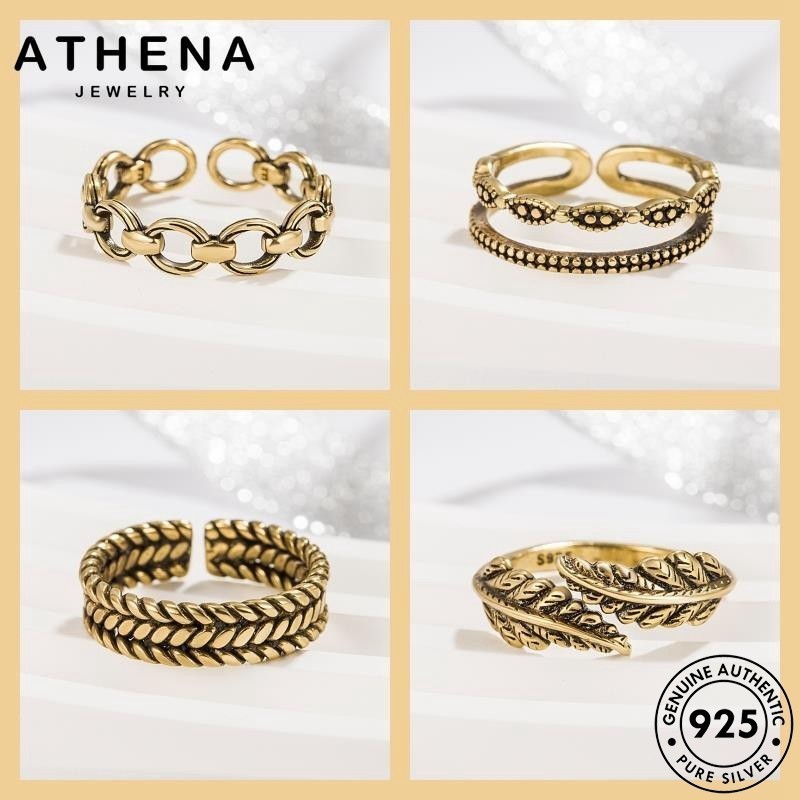 ATHENA JEWELRY ย้อนยุค เงิน 925 ผู้หญิง เพชร แหวน แหวนปรับได้ แท้ M152