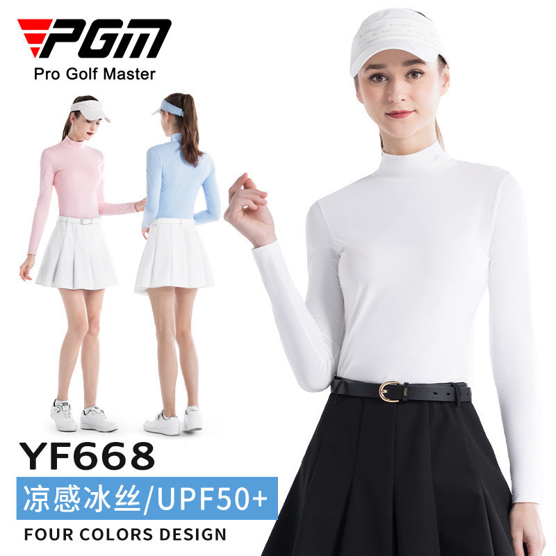 PGM เสื้อกอล์ฟ ผู้หญิงน้ำแข็งผ้าไหมกันแดดด้านล่างเสื้อยืดฤดูร้อนกีฬากลางแจ้ง YF668