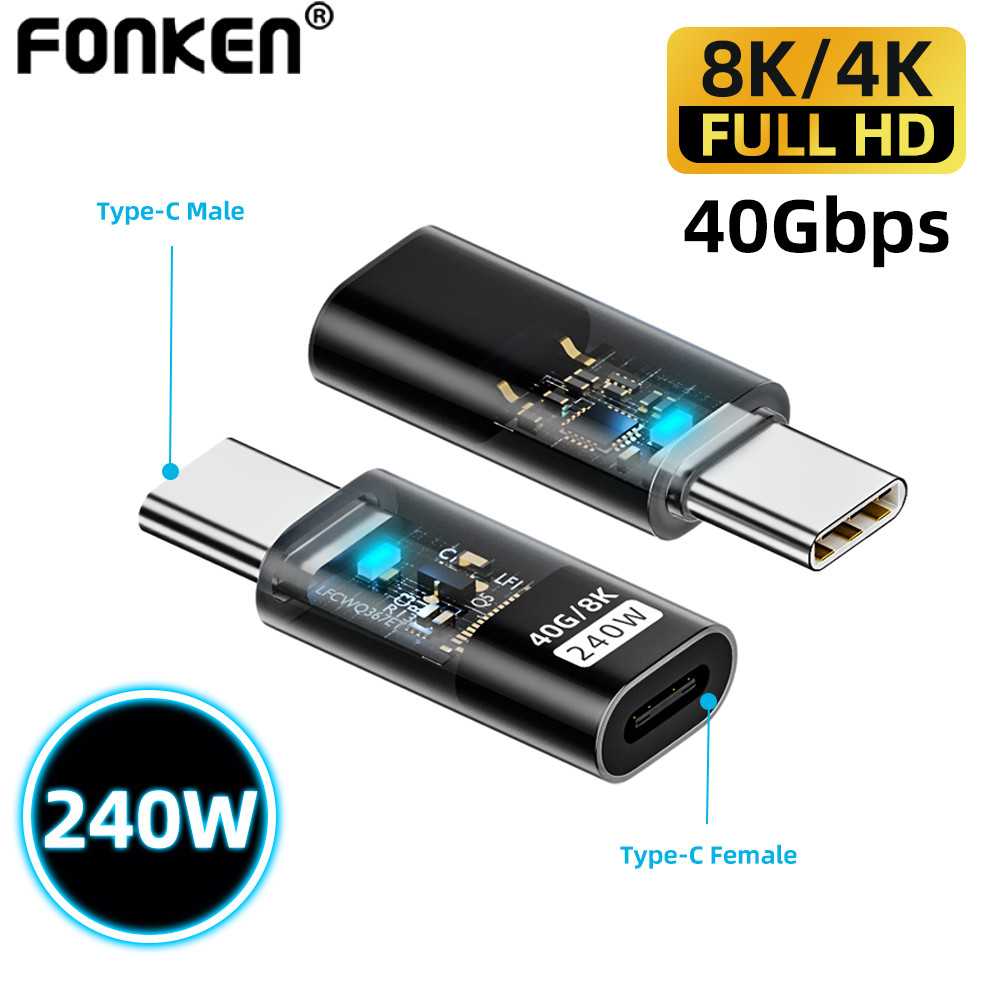 Fonken PD 240W USB C ชายประเภท C หญิงอะแดปเตอร์ชาร์จ 35W iOS ถึง Type C Converter สําหรับโทรศัพท์แล็ปท็อป