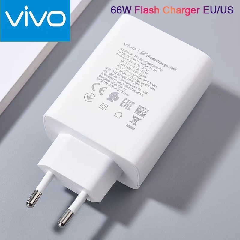 Vivo iQOO Neo 5 5S 66W Original Flash Charger EU/US Super Fast Power Adapter Type C สายสําหรับ VIVO S17 S16 S15 Pro S17E X80