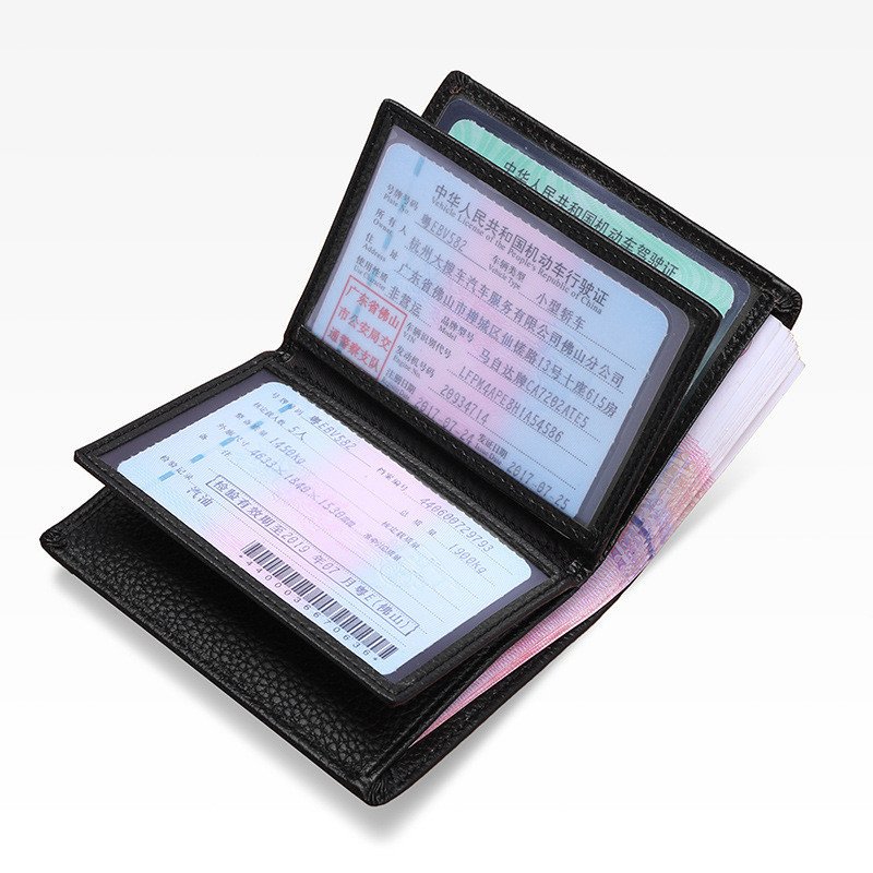 First Layer Cowhide Wallet Drivers License Leather Case Multi-card ID Holder Bank Card Holder Dual L
