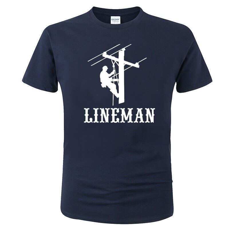 เสื้อยืดผ้าฝ้ายพิมพ์ลายขายดี Lineman เสื้อยืดคอกลม แขนสั้น ผ้าฝ้าย พิมพ์ลายช่างไฟฟ้า แฟชั่นฤดูร้อน สําหรับผู้ชายS-5XL