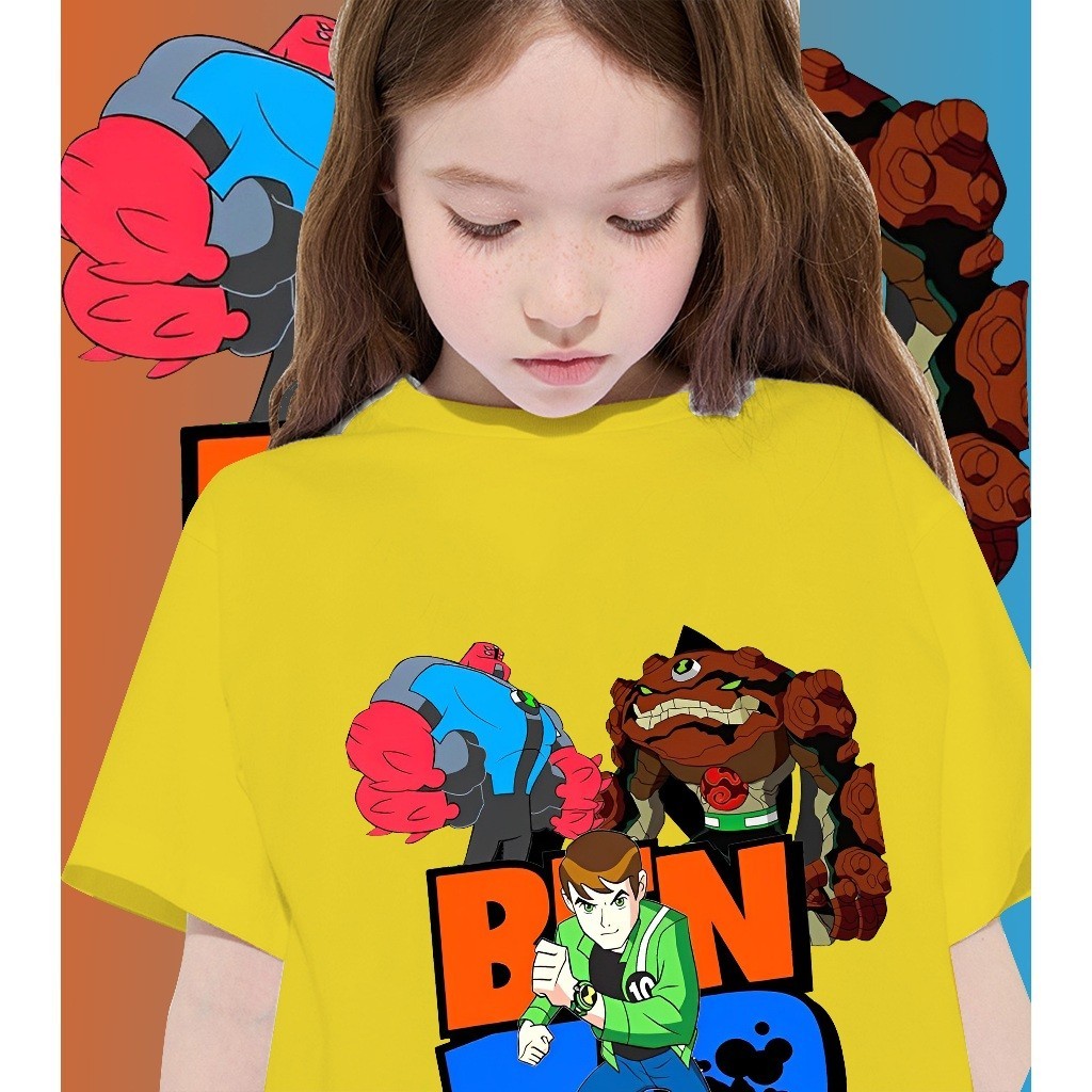 BEN 10สุดยอดการพิมพ์เย็น เสื้อเบ็นเท็นเบอร์10 เสื้อยืดเด็กผ้าฝ้ายแท้A05