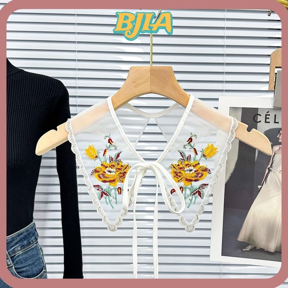 บีเจ ปลอกคอลูกไม้ผู้หญิง,อุปกรณ์เสื้อผ้า สไตล์ชาติพันธุ์เสื้อที่ถอดออกได้,ที่มีสีสันปักลูกปัดโบว์ตกแต่งปกปลอม