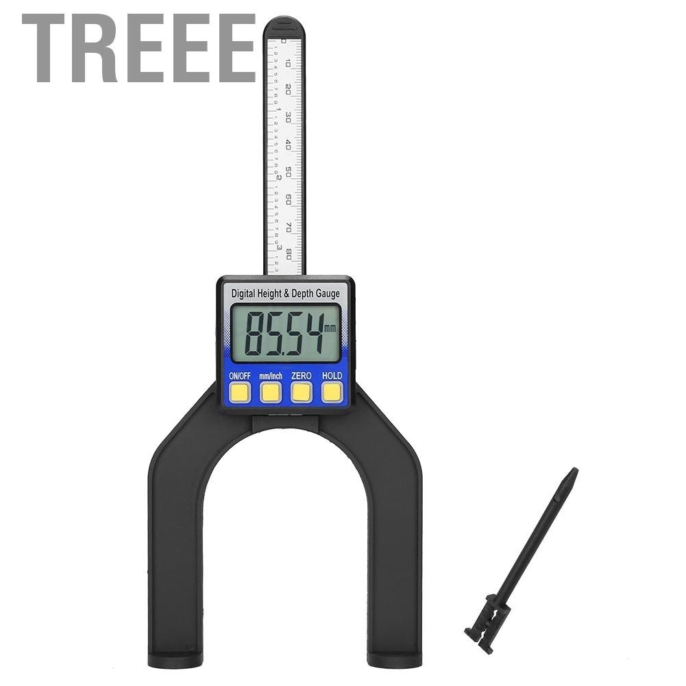 Treee เครื่องวัดความสูง 0-80 มม. ไม้บรรทัดความลึกรูรับแสงแบบดิจิตอลพร้อมขาแม่เหล็ก