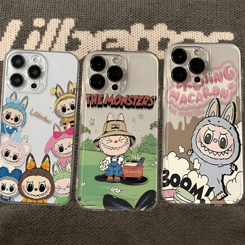 เคส OPPO A60 A79 A18 A38 A98 A58 A78 A16E A16K A16S A16 A77 5G A76 A96 A57 2022 4G A17 A73 2020 A15 A15S A52 A72 A92 A74 A95 A54 A53 A91 A31 A33 Fine Hole Cute Cartoon LABUBU THE MONSTERS POP MART Soft Phone Case Clear Back Cover TM 16