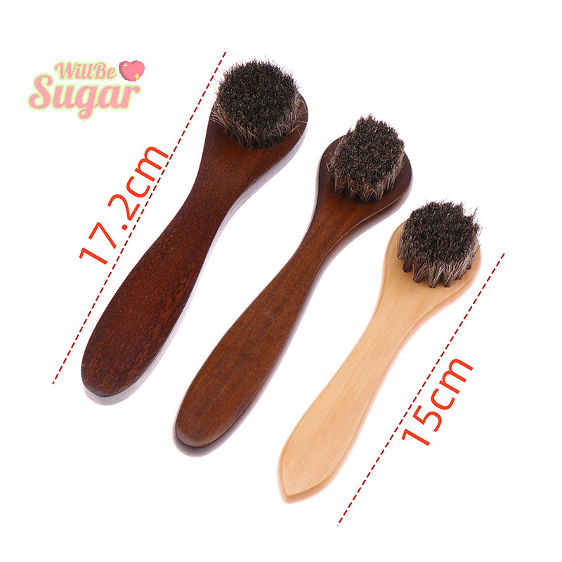 [WillBesugarT] 1pc Shoe Boot Polish Shine ทําความสะอาดกําจัดฝุ่นแปรงรองเท้าทนทานด้ามไม้ยาวแปรงขนม้า [ใหม่]