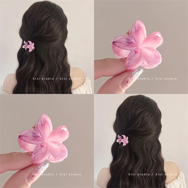 4 ซม.สีสัน Smudded หินอ ่ อน Frangipani Hairpin ผู ้ หญิงชายหาดวันหยุดดอกไม ้ อุปกรณ ์ เสริมผม