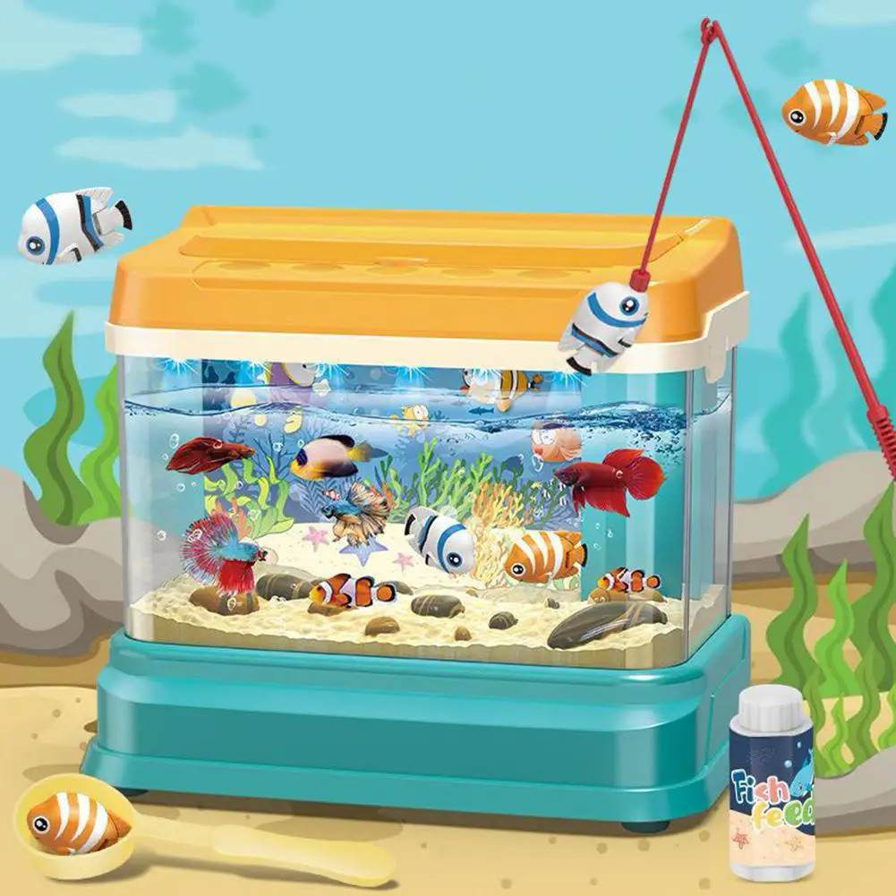 ประดิษฐ์ Mini Aquarium ถังปลาไฟฟ้าจําลอง Underwater World ตกปลา Interactive ของเล่นเด็ก Aquarium ของเล่น