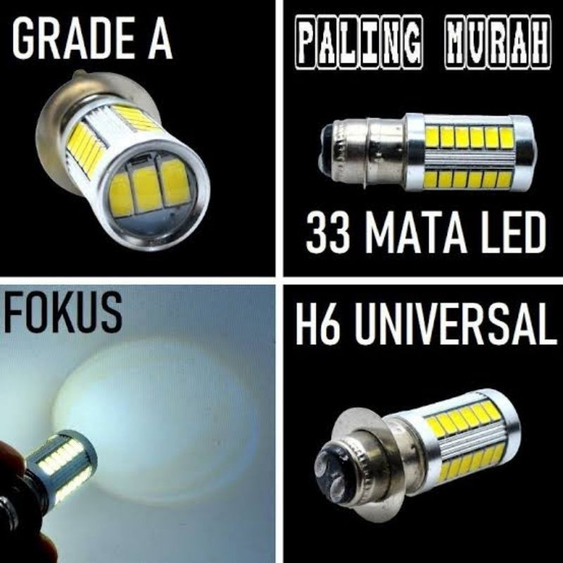 MATA LED โคมไฟหลอดไฟ 33 สีขาว EYES 12V AC DC ด้านหน้าชี้รถจักรยานยนต์ประเภท H4 H6 MAIN โคมไฟ MATIC B