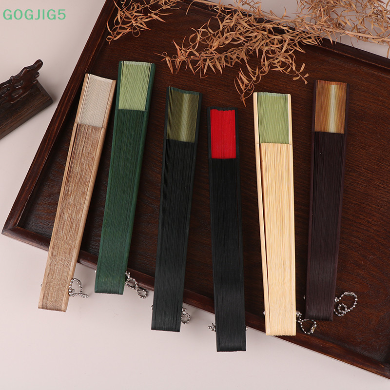 [GOGJIG5] แกะสลักไม้ไผ่ พัดลมพับแต่งงาน งานพร็อพจีน วินเทจฉลุลาย พับเก็บได้โบราณ UOO
