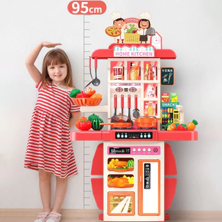 ชุดครัวใหญ่ ของเล่นเด็กครัว 54 ชิ้น ของเล่นผักและผลไม้ 95cm ของเล่นเด็ก เตาแก๊สพร้อมเสียงและแสง