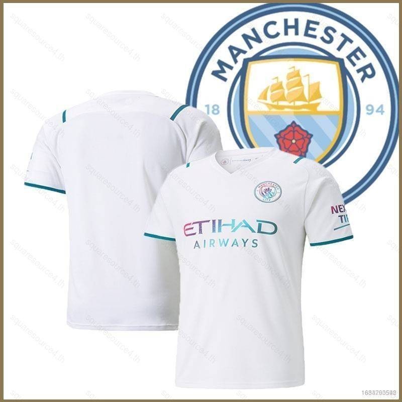 2021-2022 แมนเชสเตอร์ซิตี้ FC เสื้อฟุตบอล Tshirt Tops Away เกมเสื้อฟุตบอลหลวม Tee Plus ขนาด Unisex