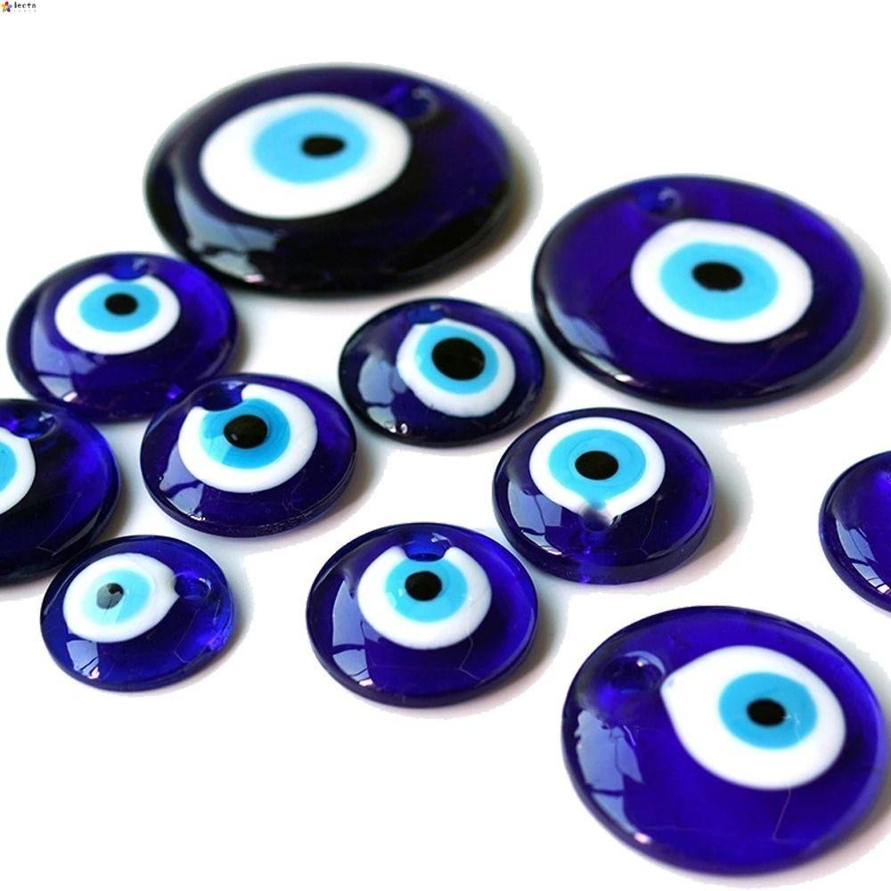 Leota Evil Eye Charms ลูกปัด 25/30/40/60MM รอบจี ้ ตาสีฟ ้ า , Vintage Classic Lucky Blue Eye พวงกุญแจทํา