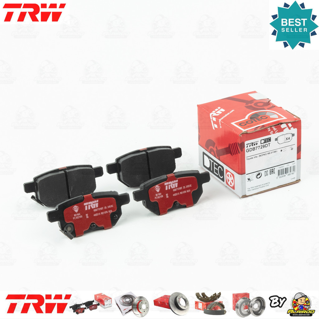 TRW ตัว TOP DTEC ผ้าดิสเบรคหลัง ผ้าเบรคหลัง TOYOTA YARIS (NCP91) รุ่น S ปี 2006-2016   GDB 7729 DT ยาริส