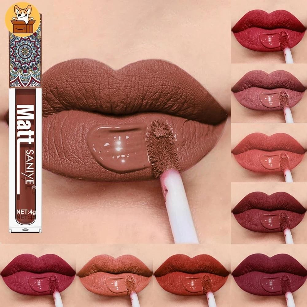 【 Am-az 】 Nude Lip Gloss - ลิปสติกติดทนนานกันน ้ ํา | เครื ่ องสําอางลิปกลอสสีแดง
