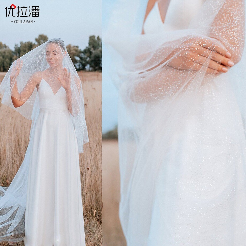 Urapan Double-Layer Veil Plus หวีผมเจ้าสาว Fluffy Starry Sky Veil Fairy Veil V90