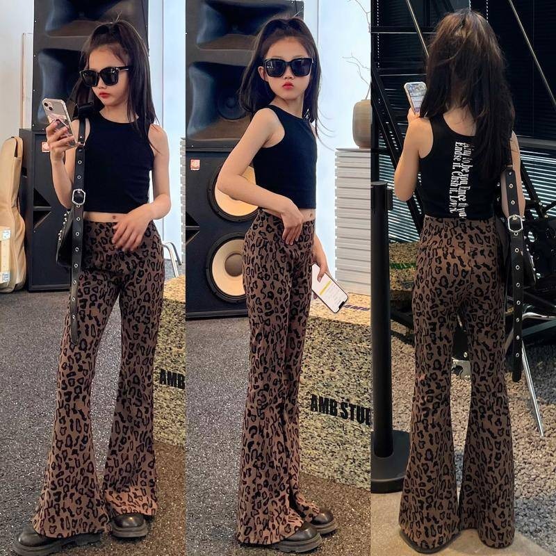 [KeDaYa] ชุดฮิปฮอปสำหรับเด็กสาว Y2k มีสินค้าพร้อมส่ง รวมถึงเสื้อกล้าม กางเกงโยคะลายเสือดาว และเสื้อเวสต์สไตล์เกาหลีที่สวมได้สองด้าน ชุดเต้นแจ๊สสำหรับเด็ก