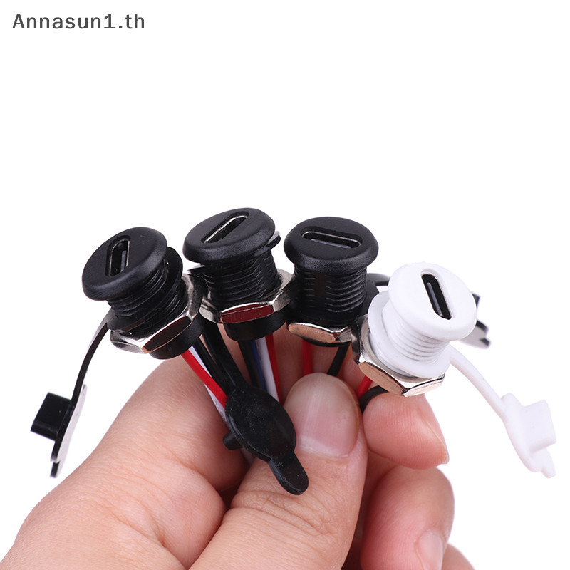 Annasun USB-C 2/4/5Pin ปลั๊กชาร์จกระแสไฟสูงพร้อม PH2.0 Nut Snap แผ่นล็อค USB TYPE-C หญิงกันน้ําหญิงเชื่อมต่อแจ็ค TH