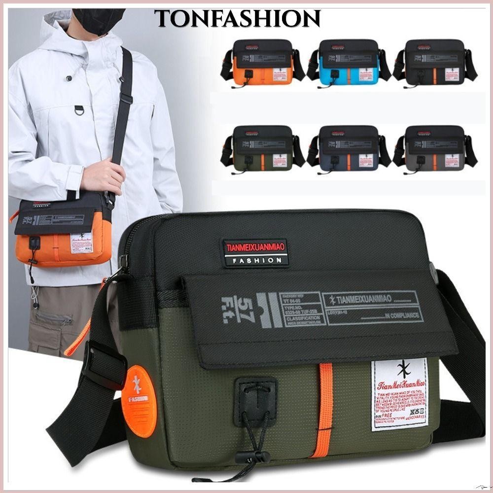 Tonfashion กระเป๋าสะพายไหล่ ผ้าไนล่อน มีซิป อเนกประสงค์ สําหรับผู้ชาย