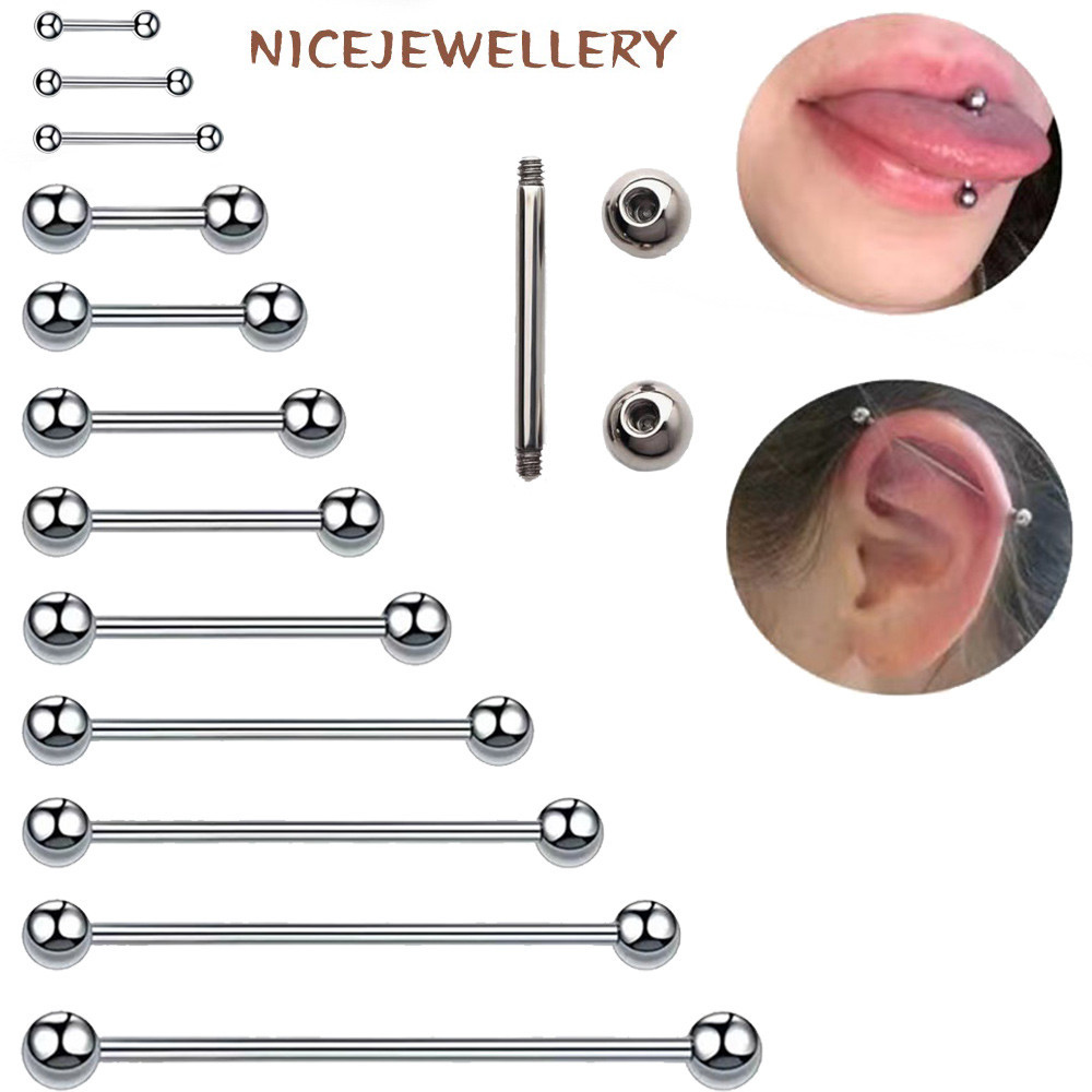 1 PC Silver Stud ต่างหูเหล็กผ่าตัด Barbell เจาะ Gothic Punk อุตสาหกรรมเจาะหู Studs Barbell หูกระดูกเล็บ
