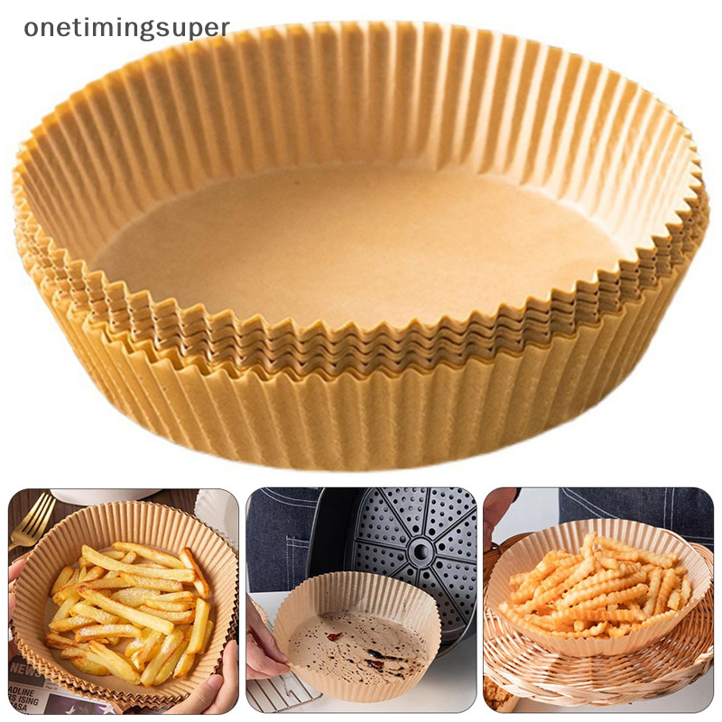 Onetimingsuper 50 ชิ้น Air Fryer กระดาษแบบใช้แล้วทิ้งตะกร้า Non-Stick กระดาษอบกันน้ํามัน OTP