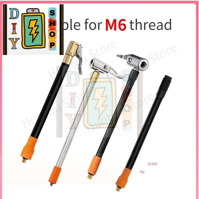 [ส่งด่วนในไทย ]หัวจับลมยาง M6 พร้อมท่ออากาศ วาล์วยางมาตรฐาน อะแดปเตอร์ท่อตาข่าย สเตนเลส สําหรับปั๊มลม M6