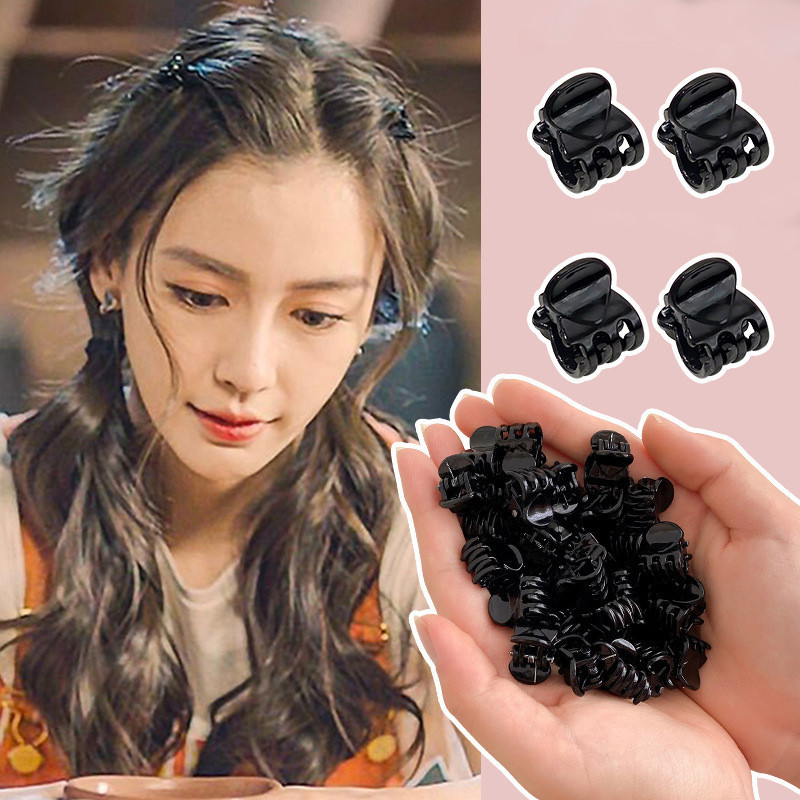 10 ชิ ้ น/ชุดมินิสีดําขนาดเล ็ กคว ้ าคลิปอารมณ ์ สุภาพสตรีผมหางม ้ าสูงด ้ านข ้ างขอบหักคลิปอุปกรณ ์ เสริมผม