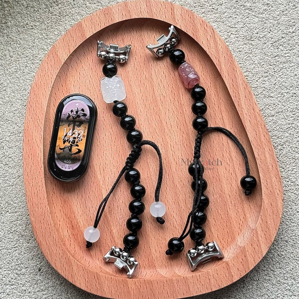 Obsidian สายรัดสําหรับ Xiaomi Mi Band 10 9 8 7 6 5 แฟชั่นสร้อยข้อมือสบายๆโซ่สบายสําหรับ Mi Band 8 9 Pro สายคล้อง