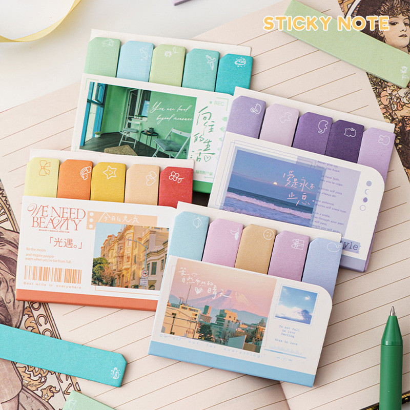 150 แผ ่ น Gradient Color Series Label Sticky Notes สํานักงานโรงเรียน Tearable Mini Index Tab Memo ชุดกระดาษ