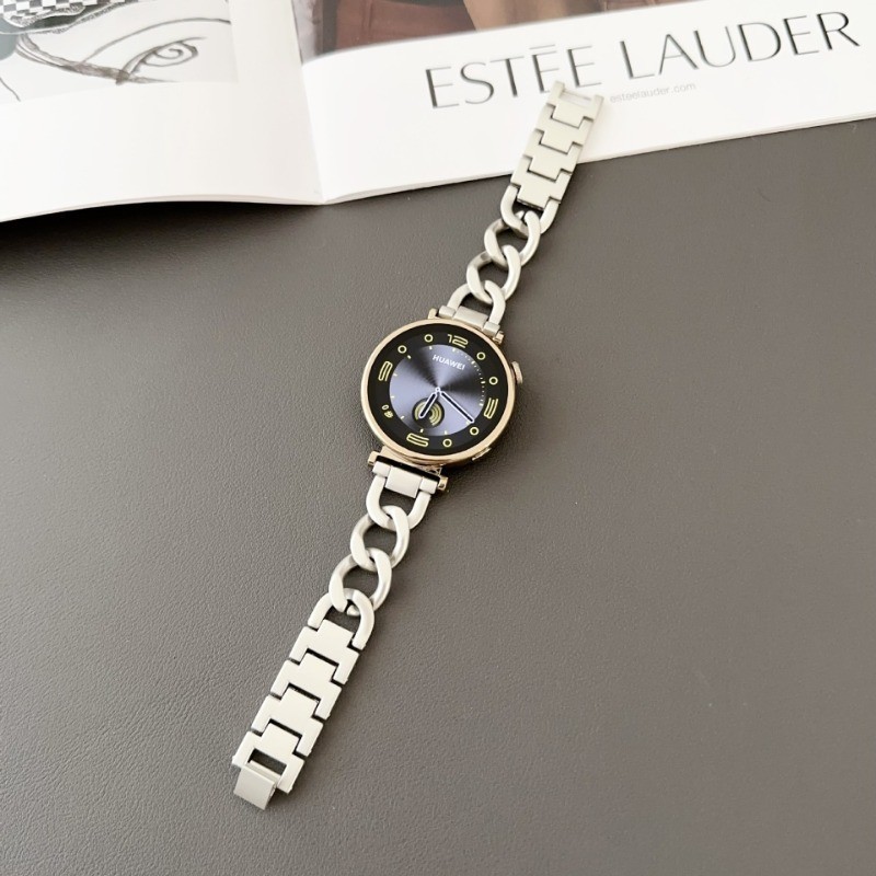 Cclcc 18 มม.20 มม.22 มม.นาฬิกาสมาร์ทฤดูร้อน Hollow Cool สายรัดข้อมือโลหะ,Matte Luxury Denim สร้อยข้อมือสําหรับ HUAWEI นาฬิกา GT4/3/2 46 มม.42 มม.41 มม./Amazfit GTS 2/3/4 mini/GTR 47 มม. - รูปที่ 3