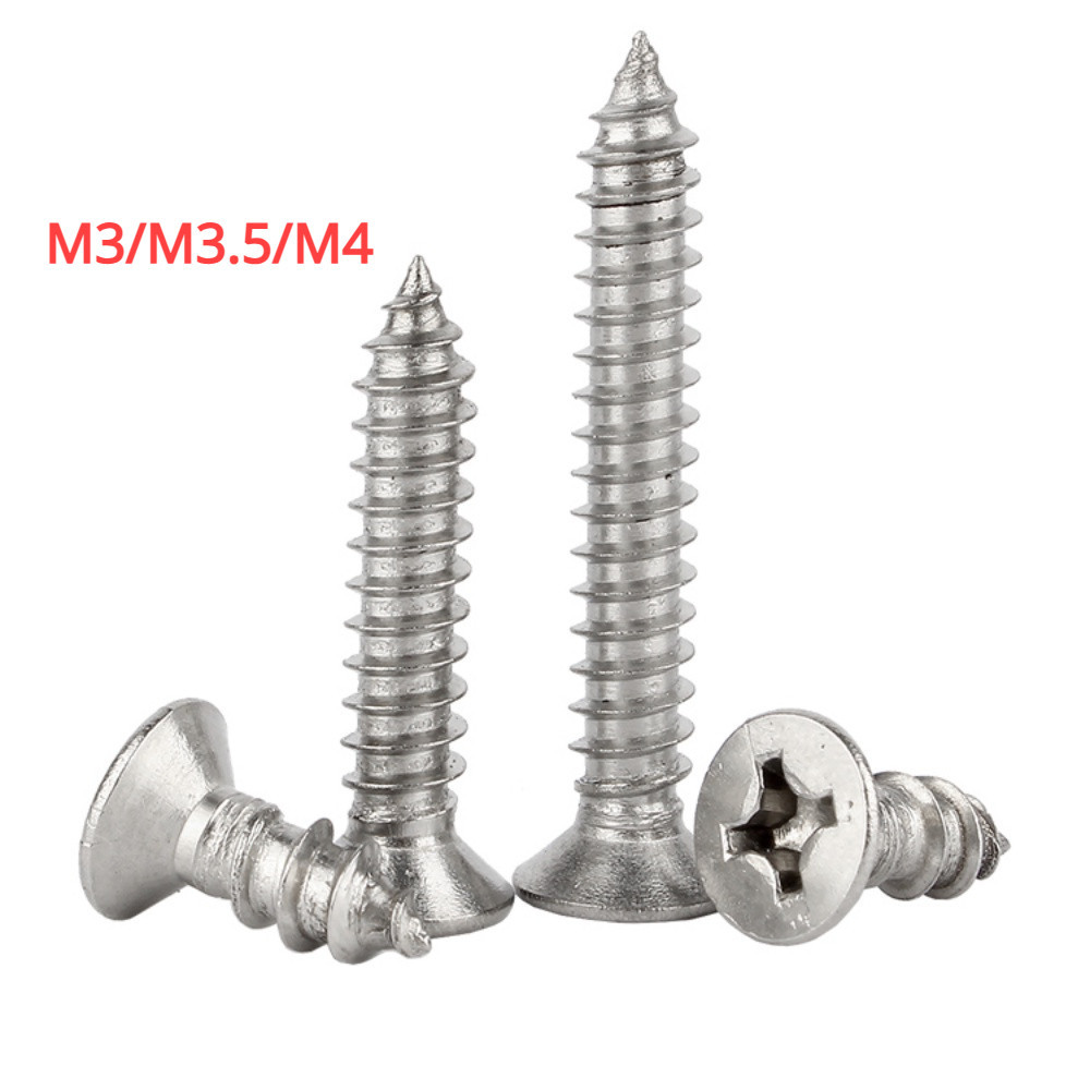 [YMH1] สกรูเกลียวปล่อย  หัวF+  สกรูเกลียวปล่อย สแตนเลส 304 หัวเตเปอร์ หัวเรียบ แฉก F+ น็อต สกรู เกลียวปล่อย ปลายแหลม M3/M3.5/M4