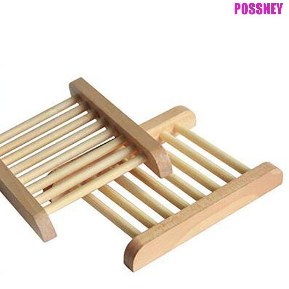 กล่องสบู่ไม้ POSSNEY สีไม้ดิบ Self Draining Draining Drain Rack ไม่ผิดรูปน้ําหนักเบาการคุ้มครองสิ่งแวดล้อมทําความสะอาดง่ายสบู่Drying Rack ห้องน้ํา