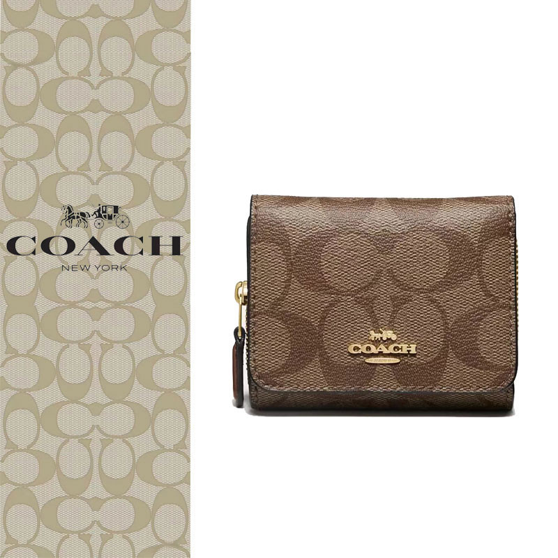 พร้อมส่งของแท้ 🇺🇸💯% Coach new กระเป๋าสตางค์พับสามพับใบเล็กผู้หญิงใส่เหรียญ/ที่ใส่บัตร/กระเป๋าสตางค์ใบสั้น 37968