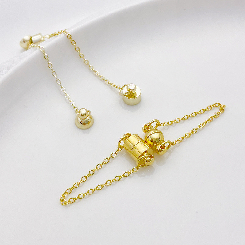 14k Gold-Covered สี Retention Anti-Drop Ball Chain หัวเข็มขัดแม่เหล็กหัวเข็มขัด diy สร้อยข้อมือสร้อยคอ Ending การเชื่อมต่อหัวเข็มขัดแม่เหล็ก