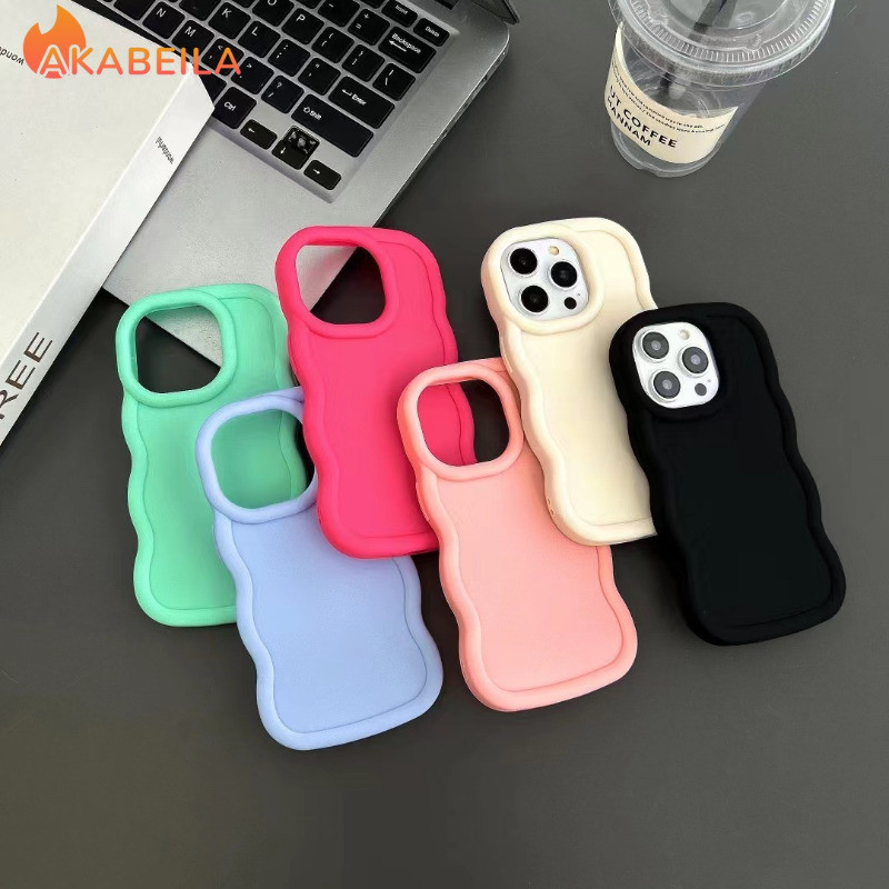 เคส Simple for IPhone 11 12 13 14 15 Pro Max 6s 7 8 Plus SWE 2020 XS Max XR X Macaron Solid Airbag Silicone Phone Case