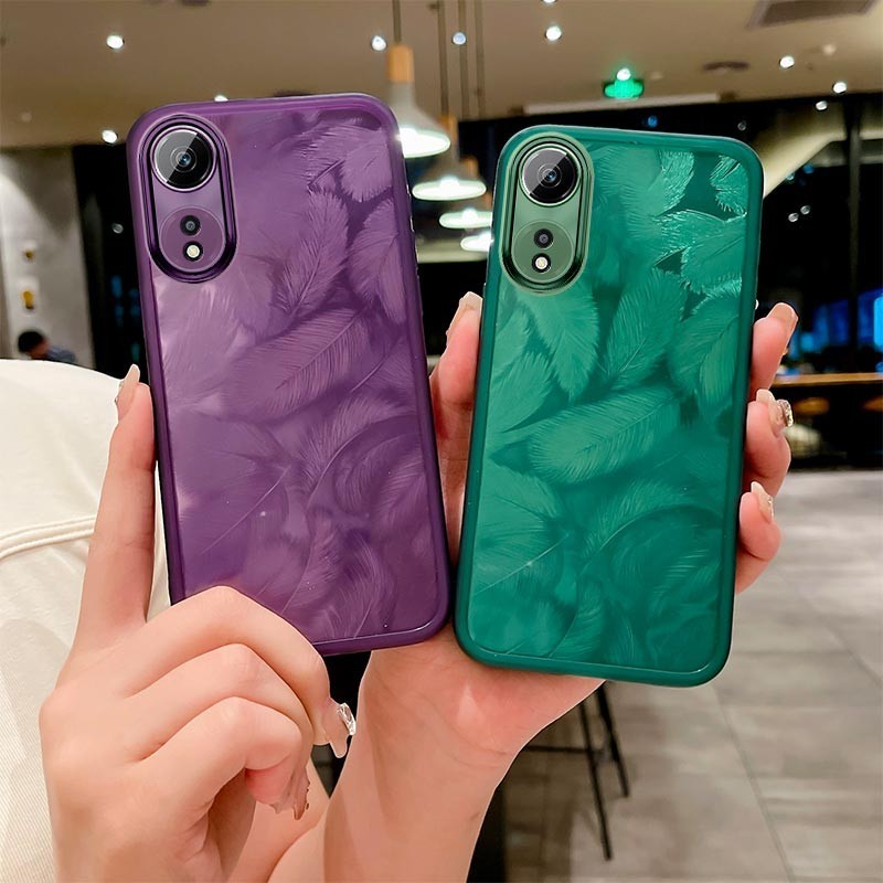 Honor x5plus WOD-LX1 WOD-LX2 WOD-LX3 พร้อมฟิล์มเลนส์, สติ๊กเกอร์ขนนกหลากสี, แป้งแวววาว, เคสโทรศัพท์เ