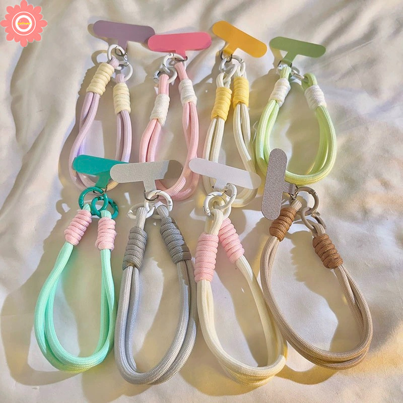 หรูหราสไตล ์ Morandi สี Tether Chain จี ้ โทรศัพท ์ อินเทรนด ์ สีขาวสีน ้ ําตาลสี Scheme โทรศัพท ์ มือถือเชือกแขวนพวงกุญแจ Tether