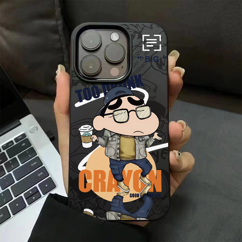 Hard กันกระแทก ทนสิ่งสกปรก เคสไอโฟน11 12 13 14 15 Pro Max 7+ 8Plus X Xs XR Case for iPhone Elegant worry Crayon Shin-chan