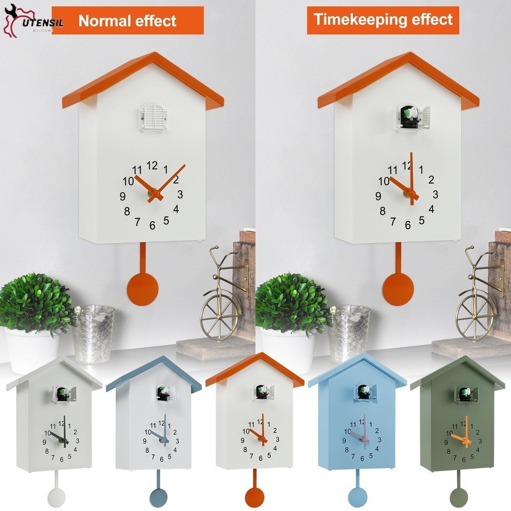 Cuckoo นาฬิกา Chimer Minimalist Cuckoo เสียงนาฬิกาลูกตุ้มที่ละเอียดอ่อน Cuckoo นาฬิกา Bird House แบต