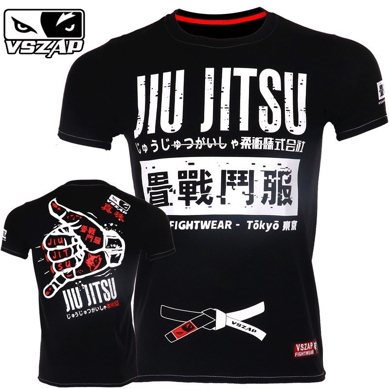 เสื้อยืดพรีเมี่ยมถูกสุดๆมวยเสื้อผ้าJiuJitsu Rash Guard Short Sleeve MMA T Shirt Men Women Muay Thai Shirt BJJ Kick S-5XL
