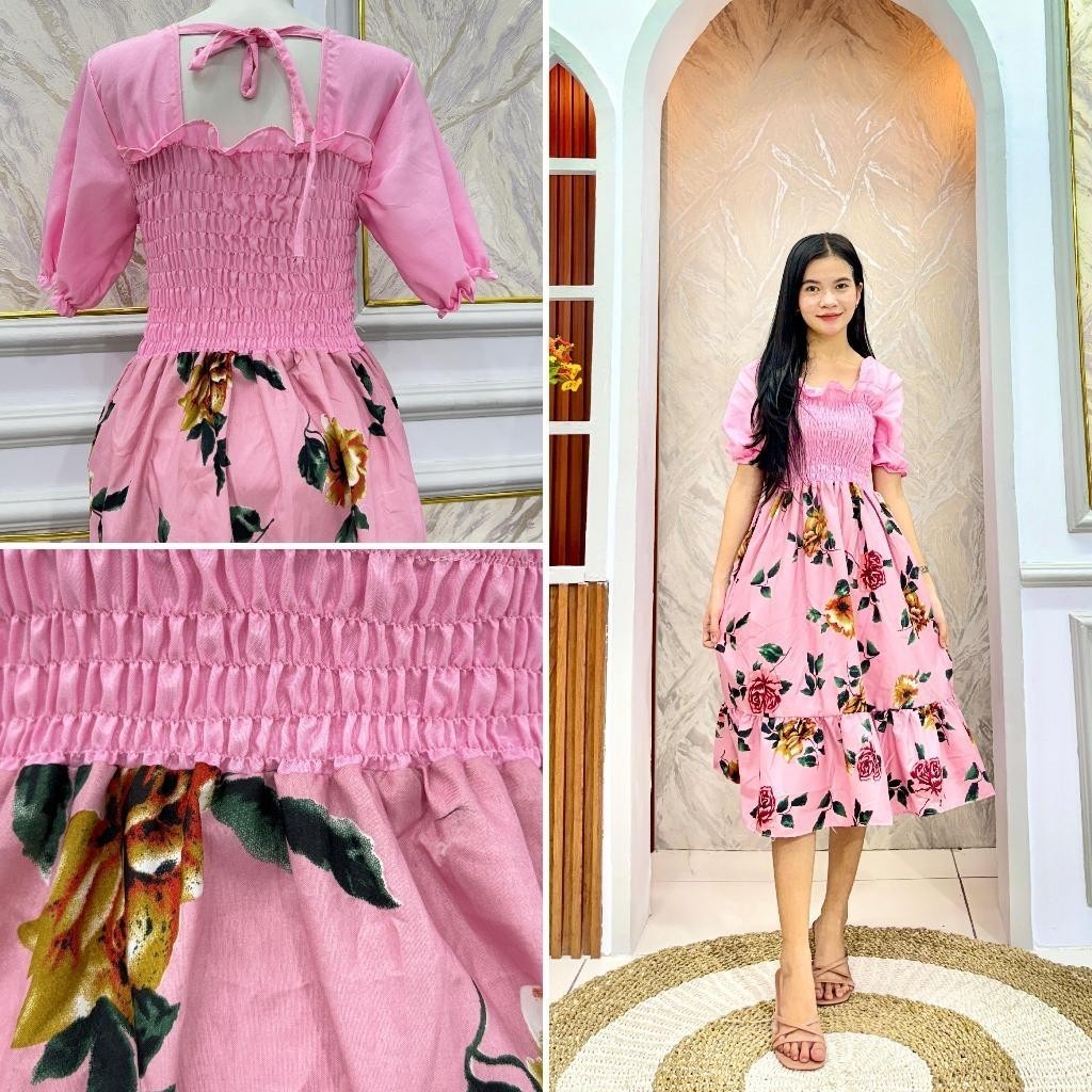 ZETERINDO - เสื้อผ้าผู้หญิง Moy / JIWON DRESS COMBINATION / เดรสลายดอกไม้ / ชุดวัยรุ่นอินเทรนด์