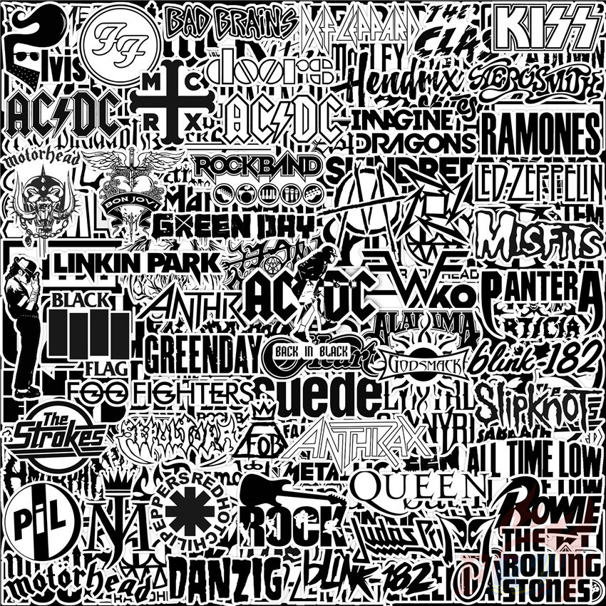 100ชิ้น/เซ็ต ★★★ Classical Black & White Mixed Rock Band Series 02 สติ๊กเกอร์คู่มือไดอารี่ขนาดเล็ก ★★★ Diy แฟชั่นสมุดภาพอัลบั้มตกแต่งสติ๊กเกอร์สติ๊กเกอร์ (ขนาด:2~3ซม.)